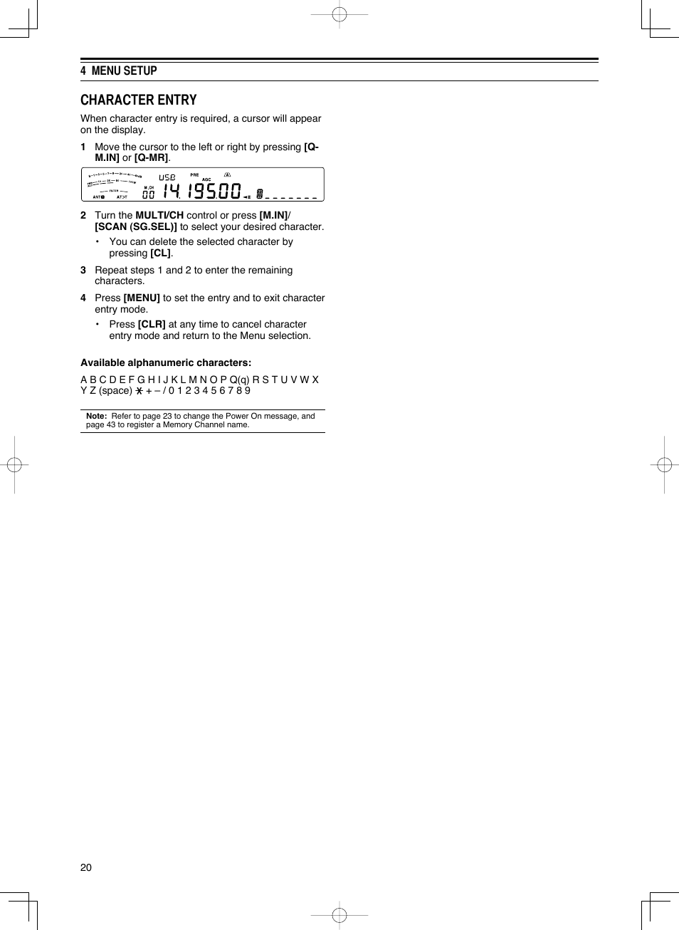 Character entry | Kenwood TS-590S User Manual | Page 28 / 92