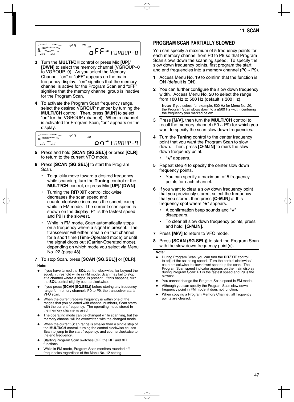 11 scan program scan partially slowed | Kenwood TS-590S User Manual | Page 55 / 92