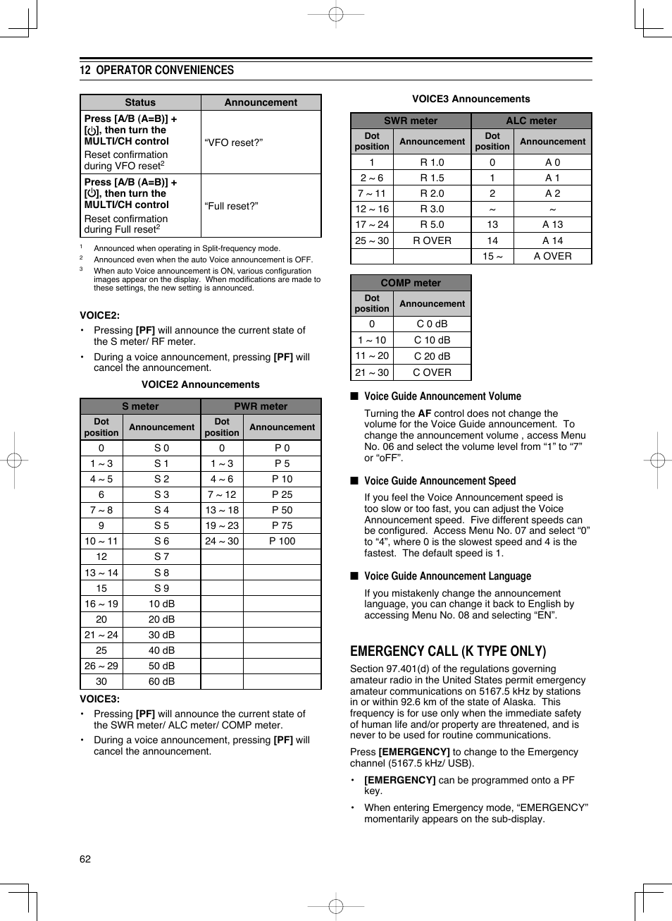 Emergency call (k type only), 12 operator conveniences | Kenwood TS-590S User Manual | Page 70 / 92