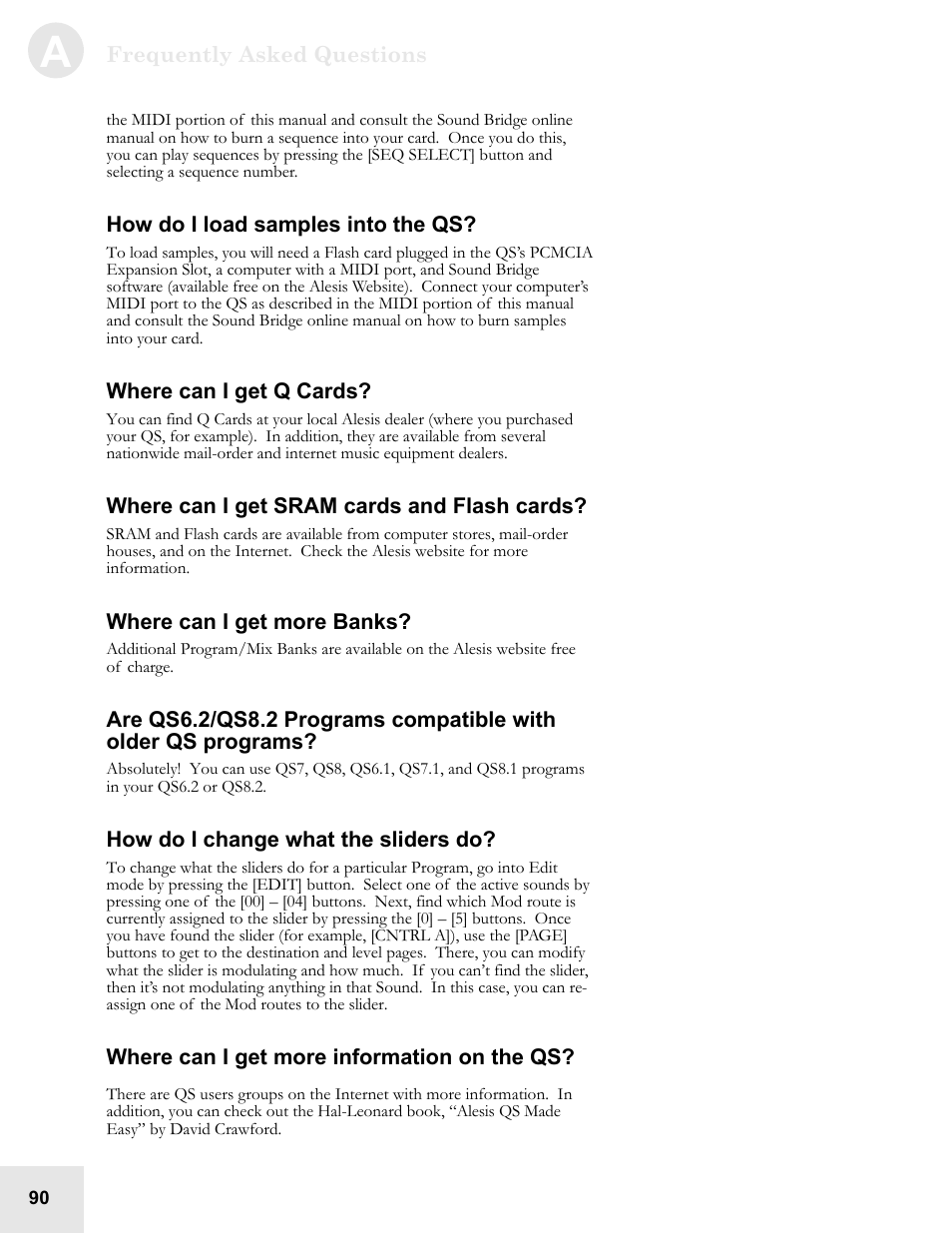 ALESIS QS6.2 User Manual | Page 92 / 105