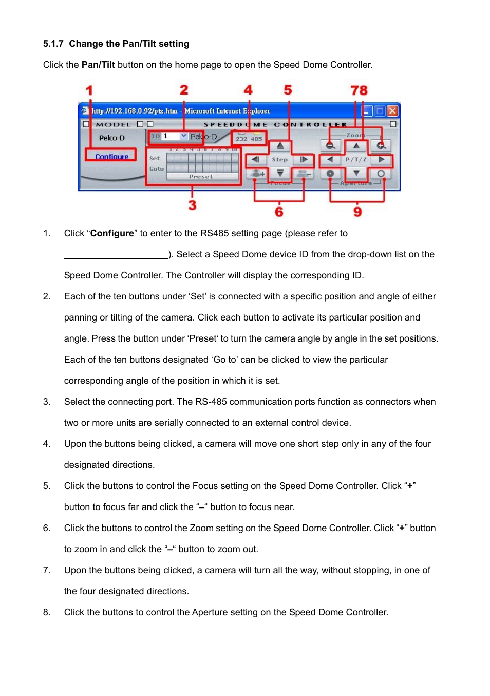 7 change the pan/tilt setting | Approach Tech Appro IP Camera LC-7314 User Manual | Page 62 / 106