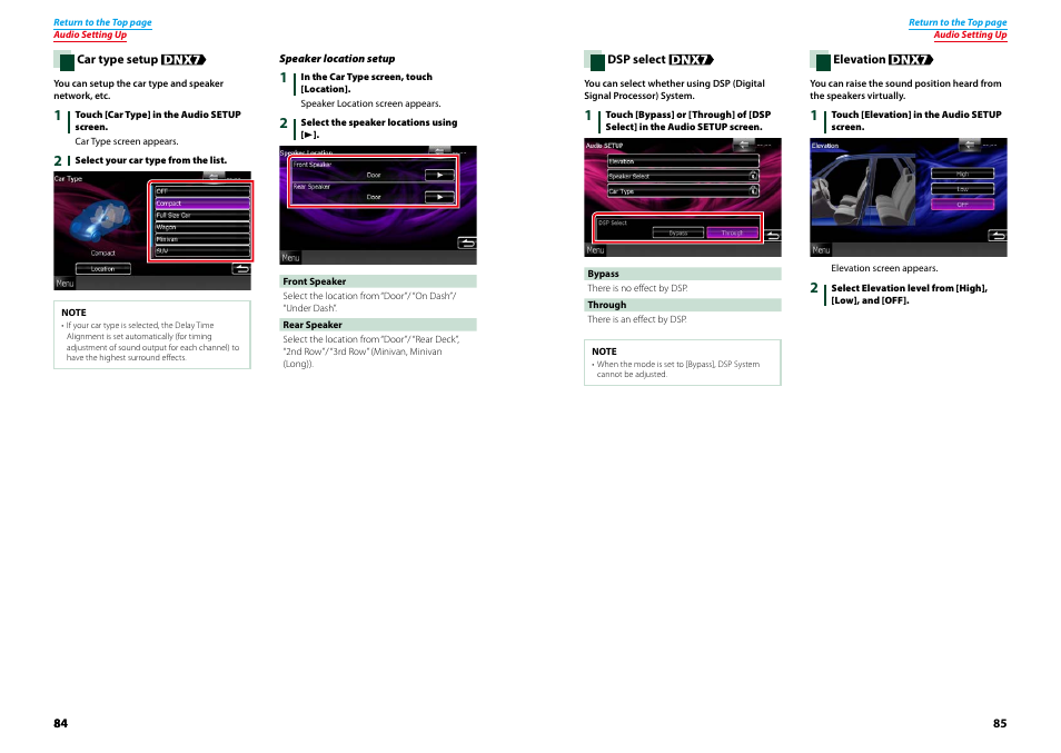 P.84), P.85), Tion | Kenwood DNX7210BT User Manual | Page 43 / 58