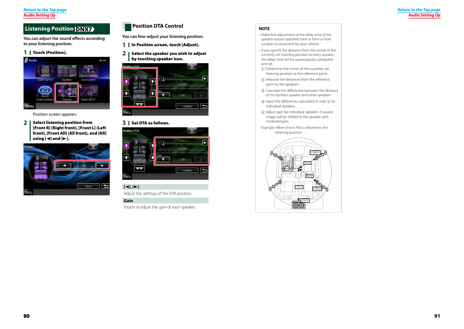Listening position, P.90) | Kenwood DNX7210BT User Manual | Page 46 / 58