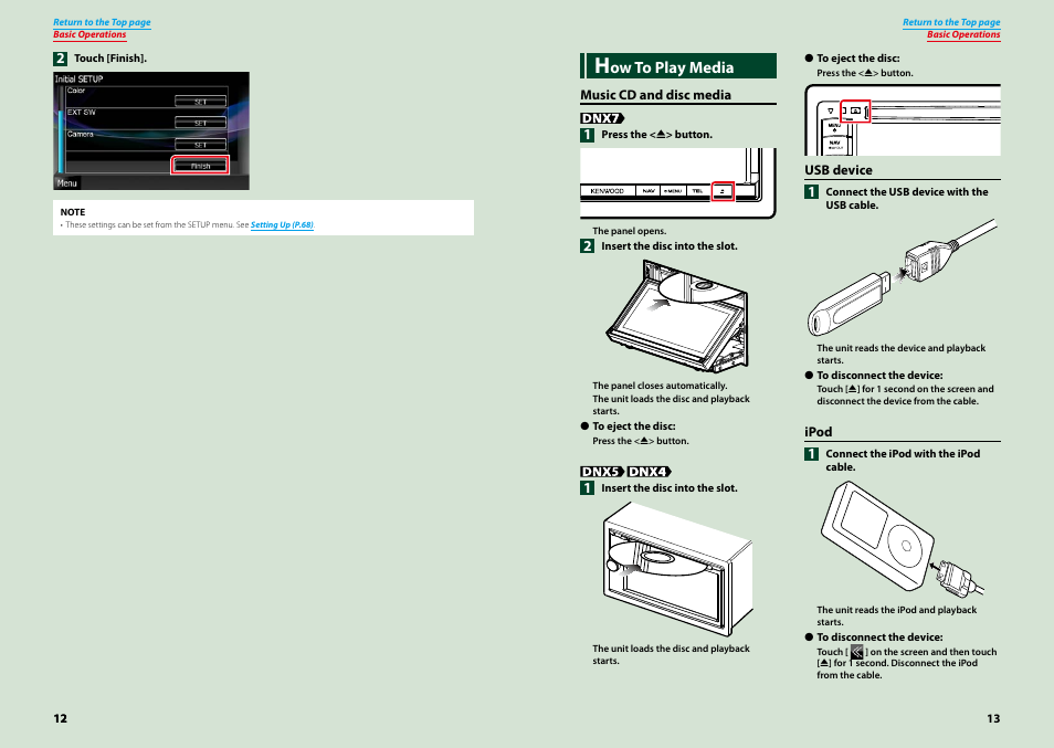 How to play media, Ow to play media | Kenwood DNX7210BT User Manual | Page 7 / 58
