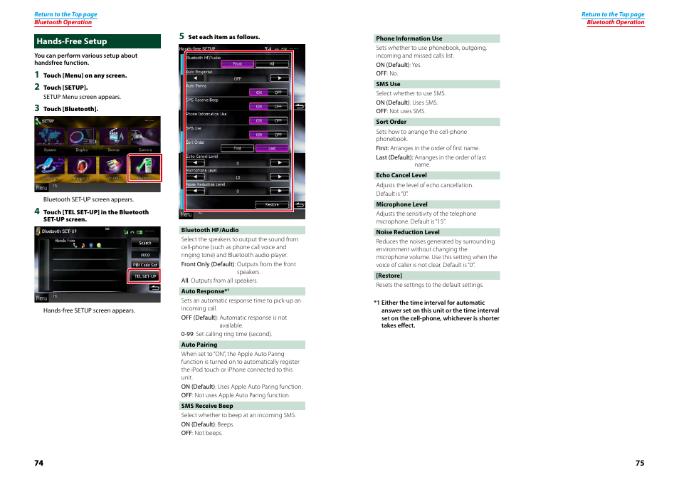 Hands-free setup | Kenwood DNX4230TR User Manual | Page 38 / 63