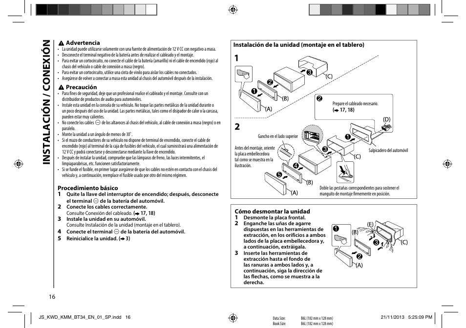Instalación / conexión | Kenwood KMR-M308BTE User Manual | Page 16 / 19