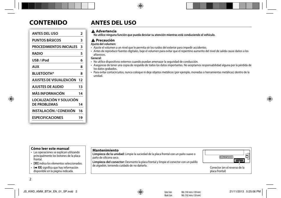Kenwood KMR-M308BTE User Manual | Page 2 / 19