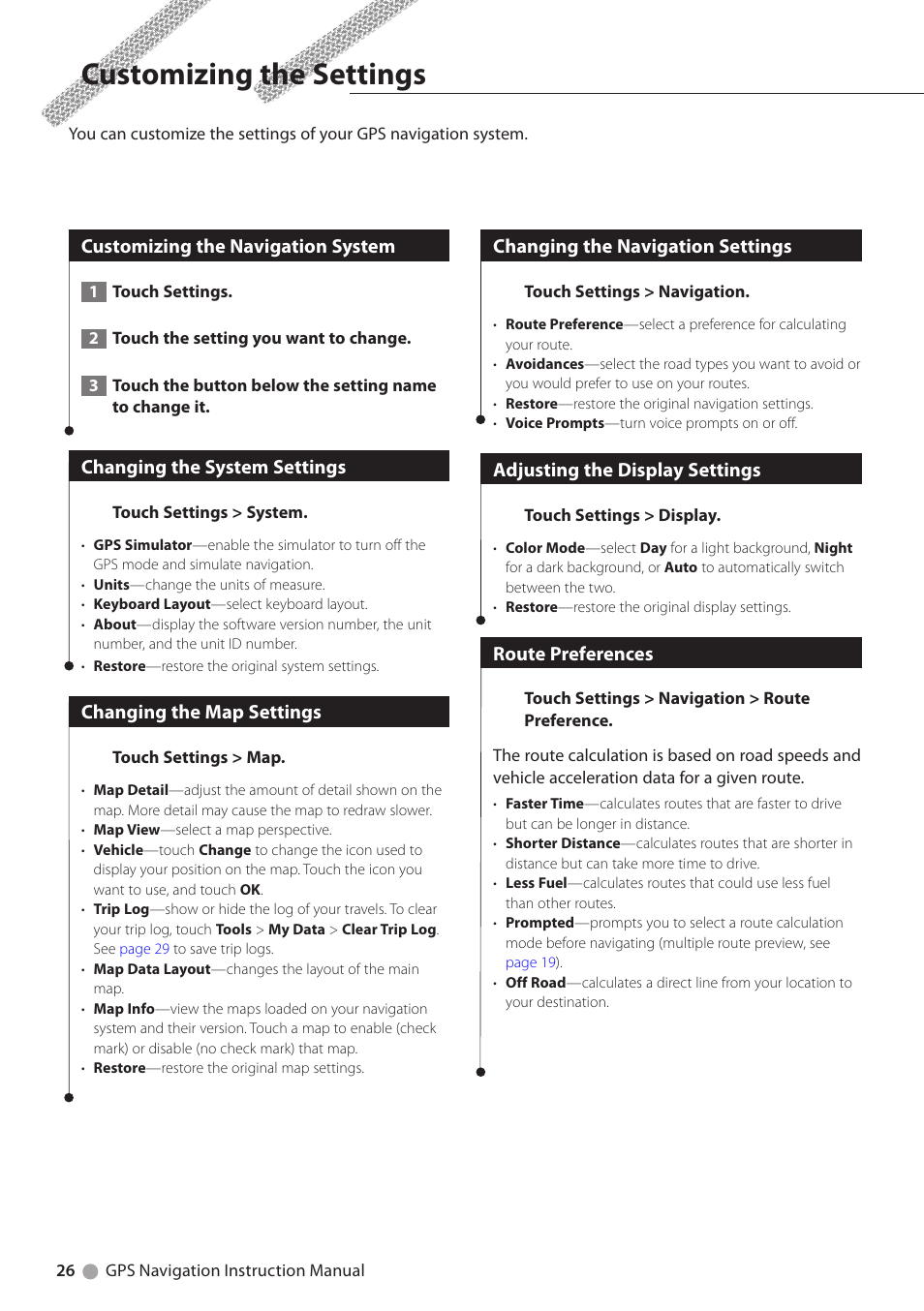 Customizing the settings | Kenwood DNX4280BT User Manual | Page 26 / 32