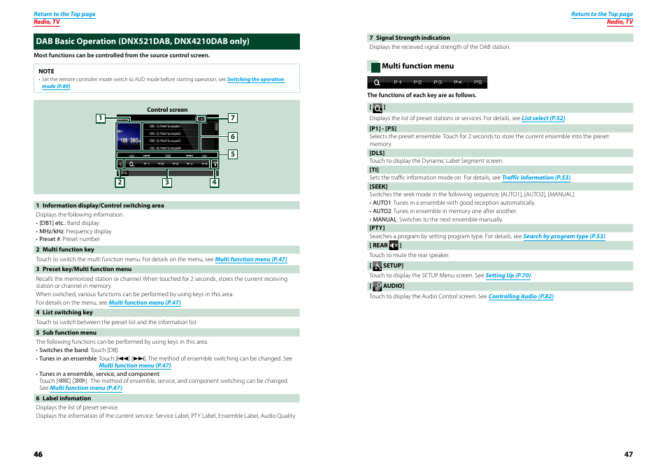 Dab basic operation (dnxdnx4210dab21dab, 46 only), Dab basic operation | Kenwood DNX521VBT User Manual | Page 24 / 56