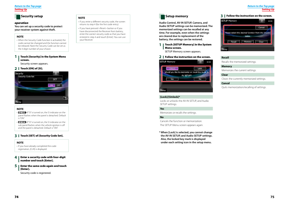 P.74), P.75) | Kenwood DNX521VBT User Manual | Page 38 / 56
