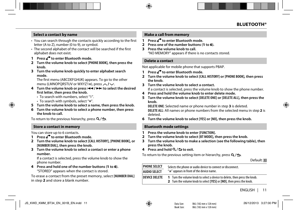 Kenwood KMM-BT34 User Manual | Page 13 / 21