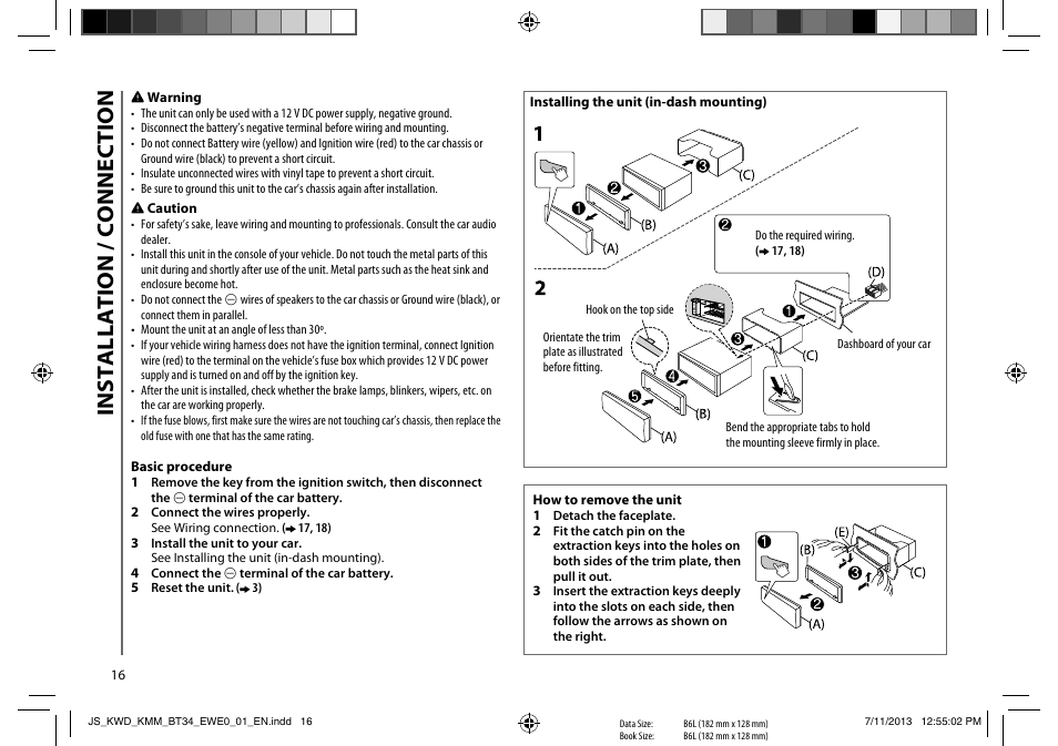 Installation / connection | Kenwood KMM-BT34 User Manual | Page 18 / 21