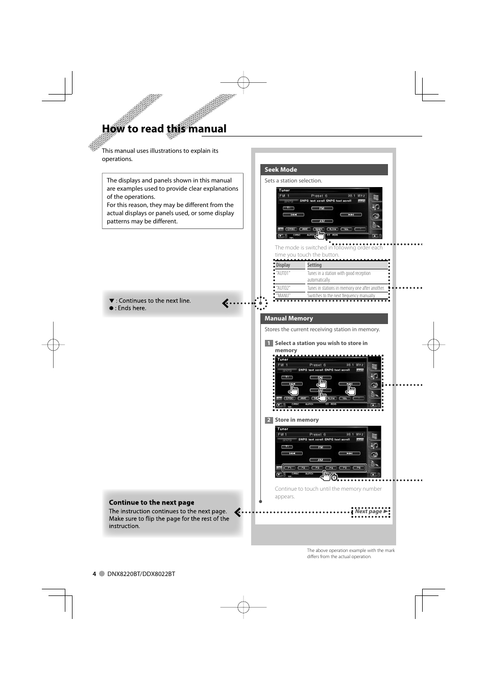 How to read this manual | Kenwood DDX8022BT User Manual | Page 4 / 108