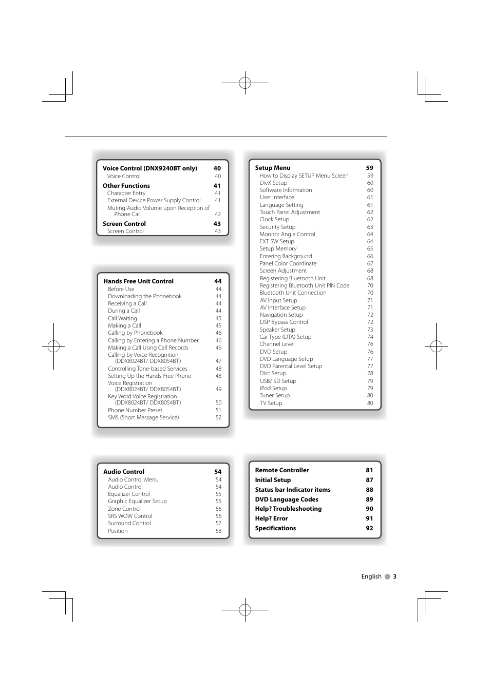 Kenwood DNX9240BT User Manual | Page 3 / 100