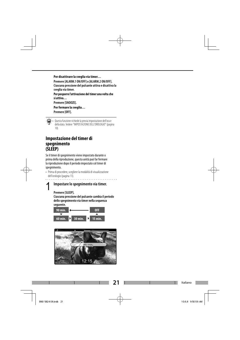 Impostazione del timer di spegnimento (sleep), Impostare lo spegnimento via timer | Kenwood AS-iP70 User Manual | Page 133 / 168
