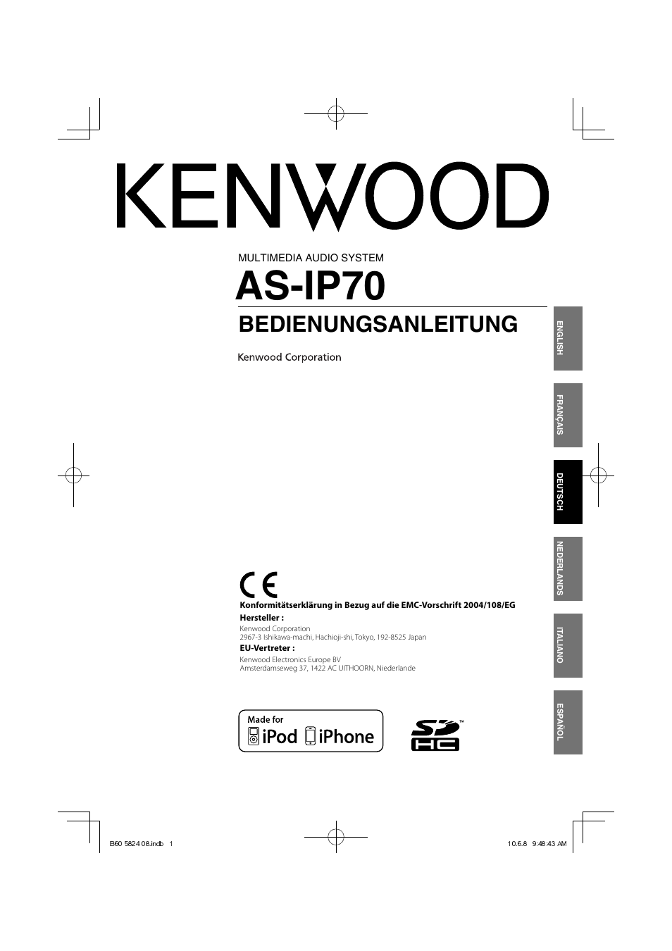 As-ip70, Bedienungsanleitung | Kenwood AS-iP70 User Manual | Page 57 / 168