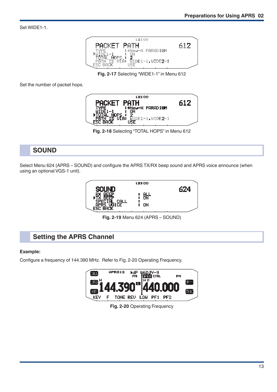 Sound, Setting the aprs channel, Sound setting the aprs channel | Kenwood TM-D710GE User Manual | Page 17 / 108
