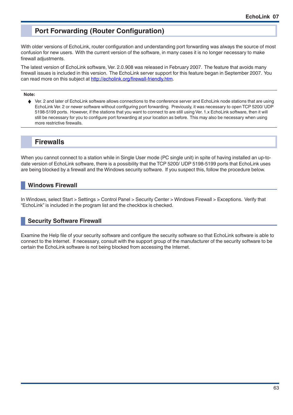 Port forwarding (router configuration), Firewalls, Windows firewall | Security software firewall, Port forwarding (router configuration) firewalls | Kenwood TM-D710GE User Manual | Page 67 / 108
