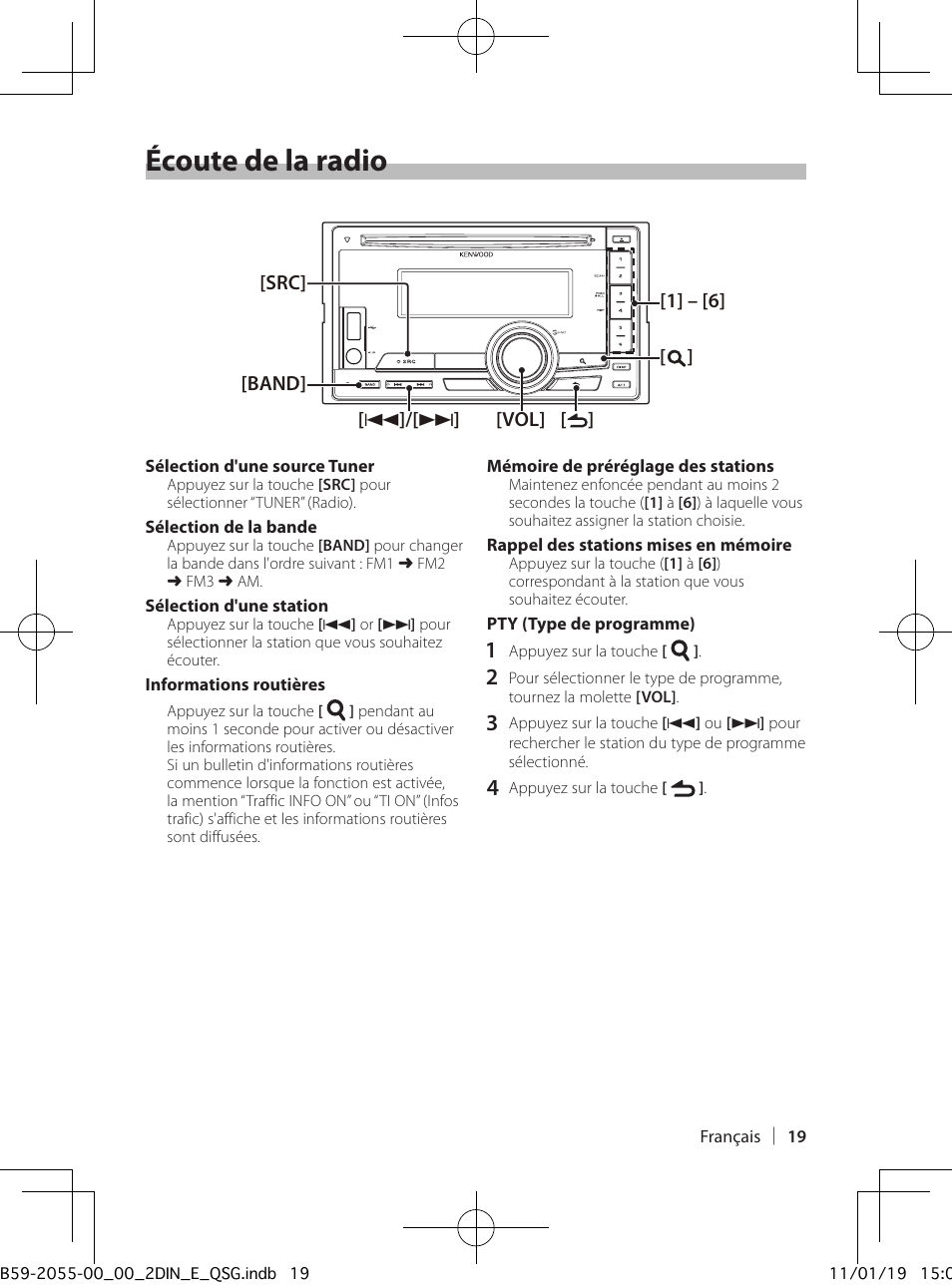 Écoute de la radio | Kenwood DPX504U User Manual | Page 19 / 112