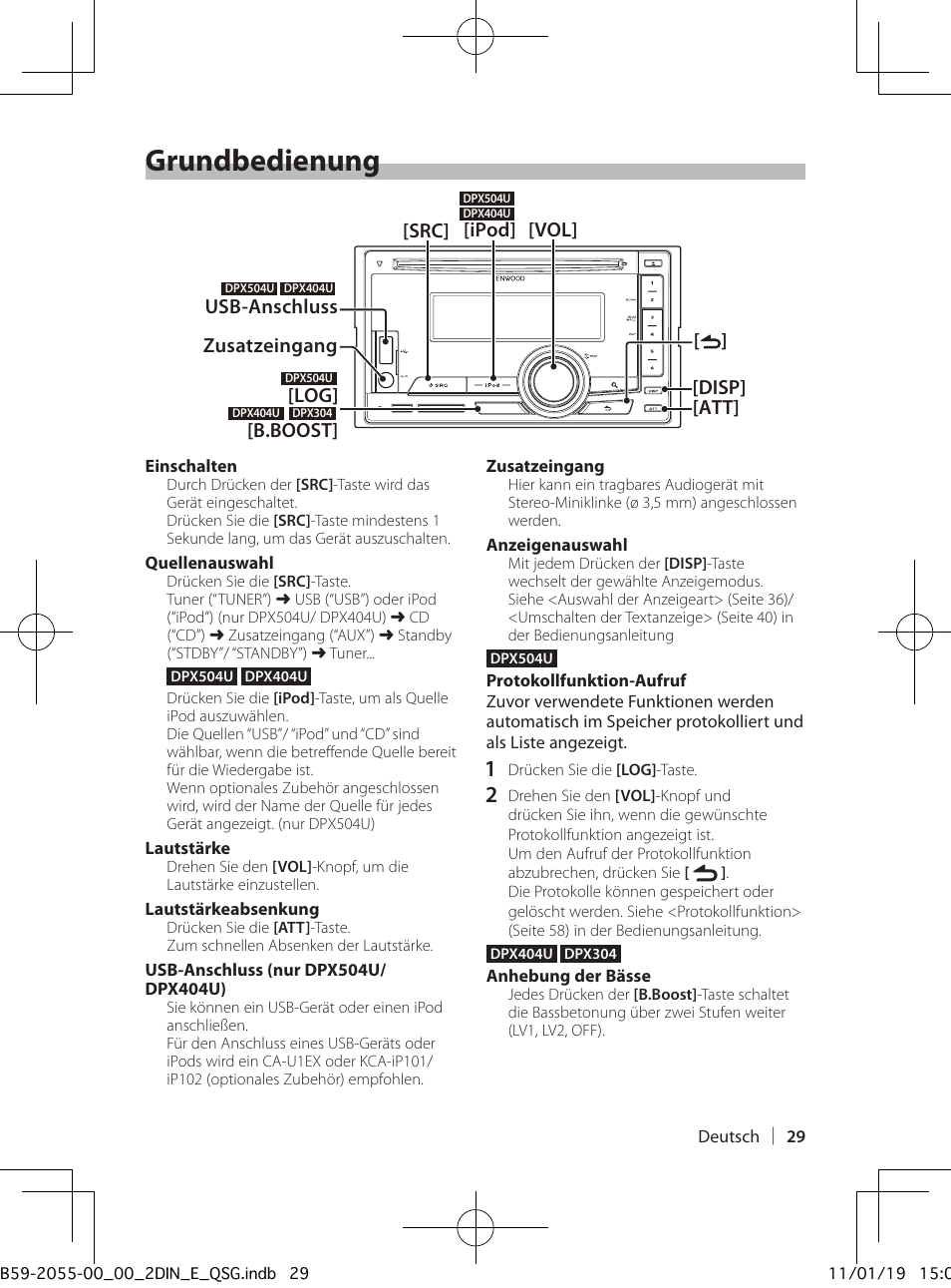 Grundbedienung | Kenwood DPX504U User Manual | Page 29 / 112