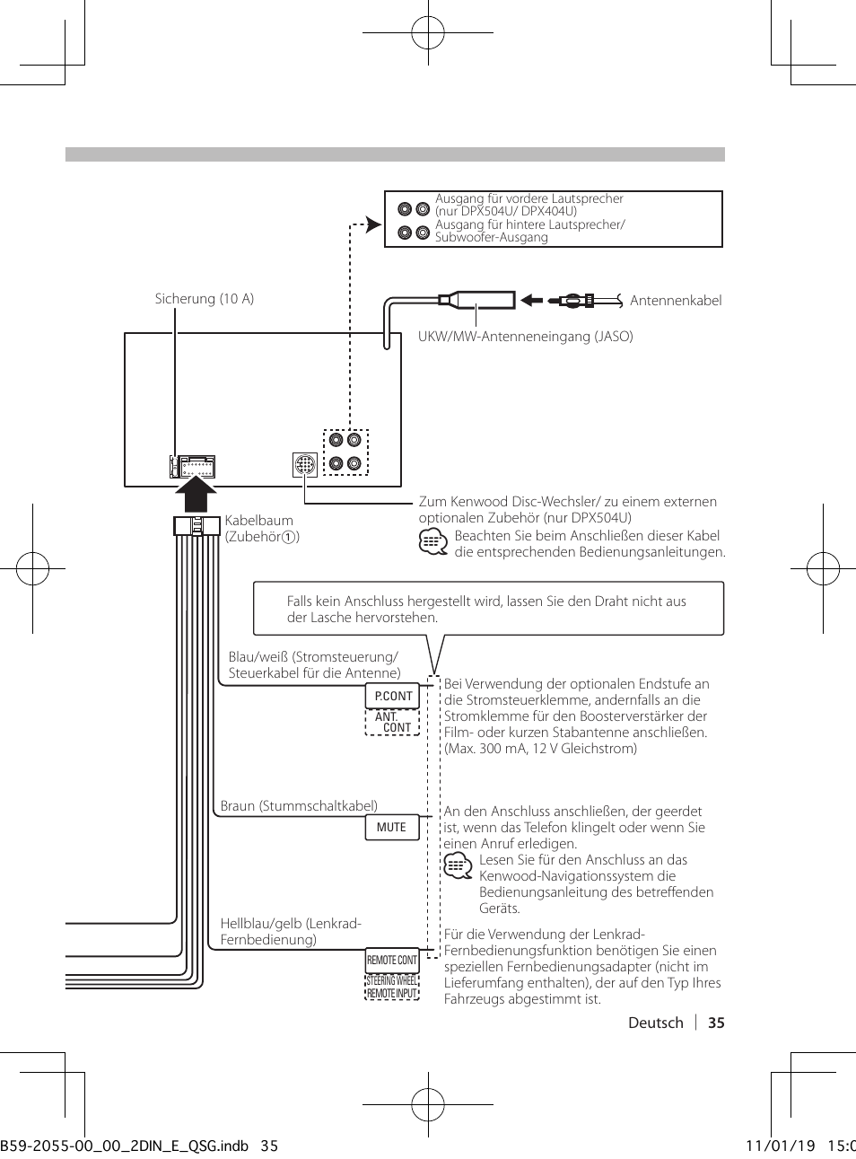 Anschlussdiagramm | Kenwood DPX504U User Manual | Page 35 / 112