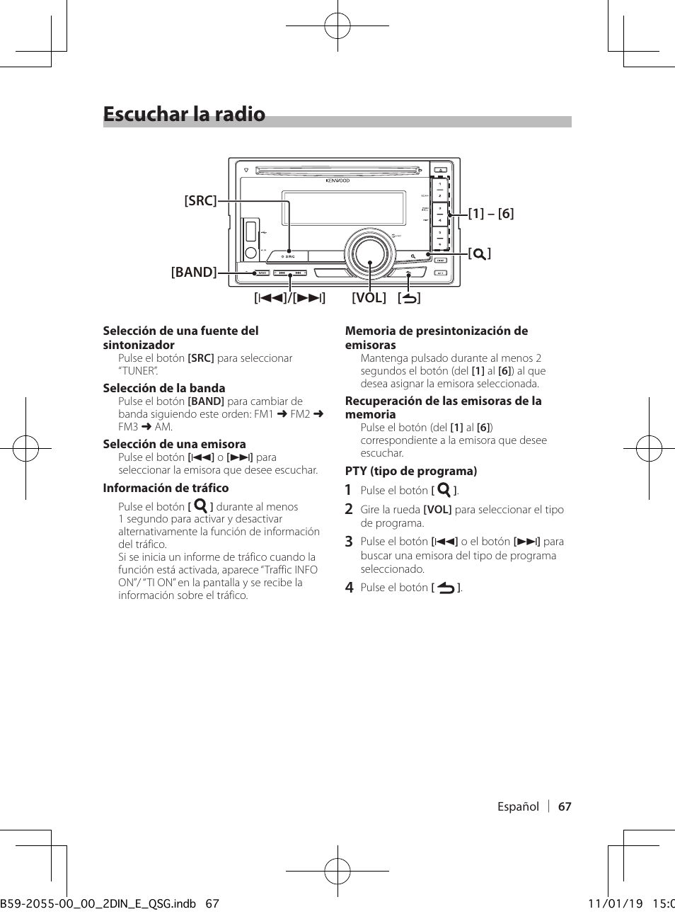 Escuchar la radio | Kenwood DPX504U User Manual | Page 67 / 112