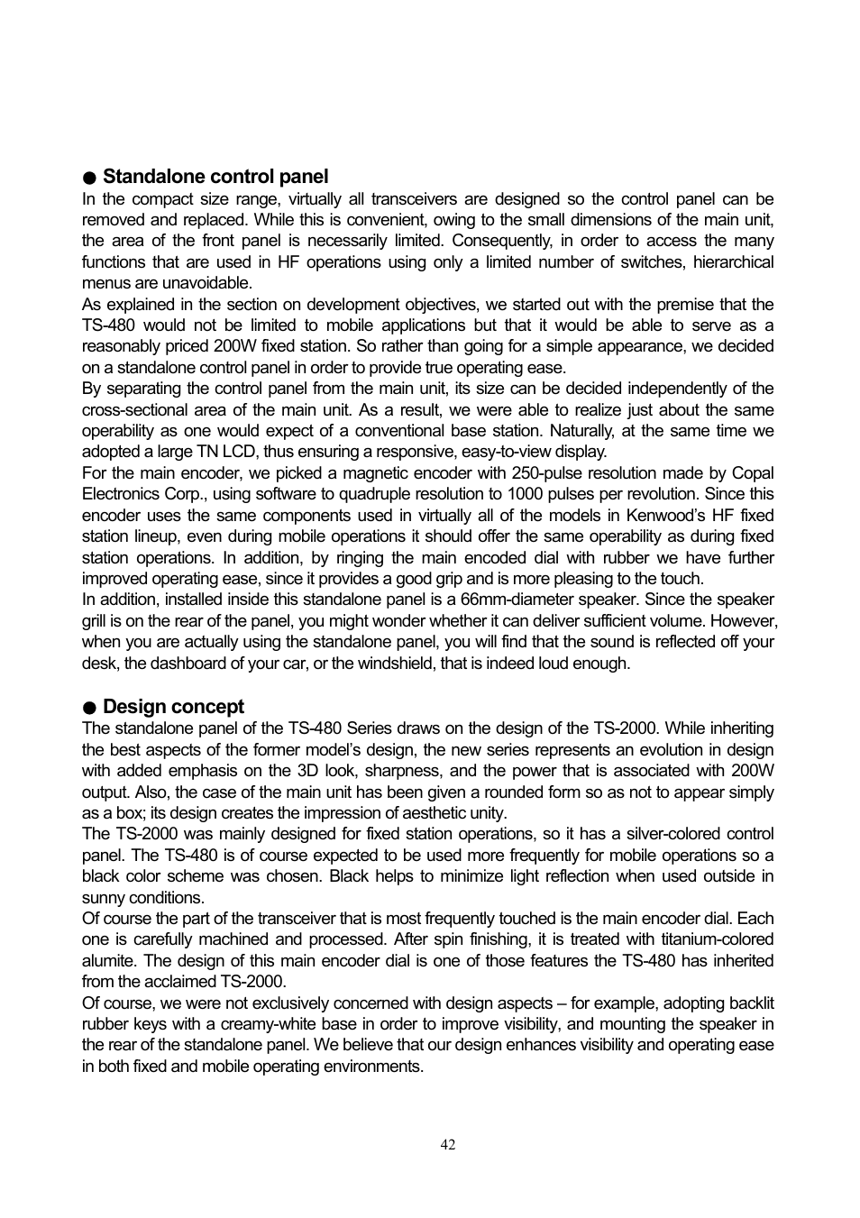 Standalone control panel, Design concept | Kenwood TS-480HX User Manual | Page 42 / 59