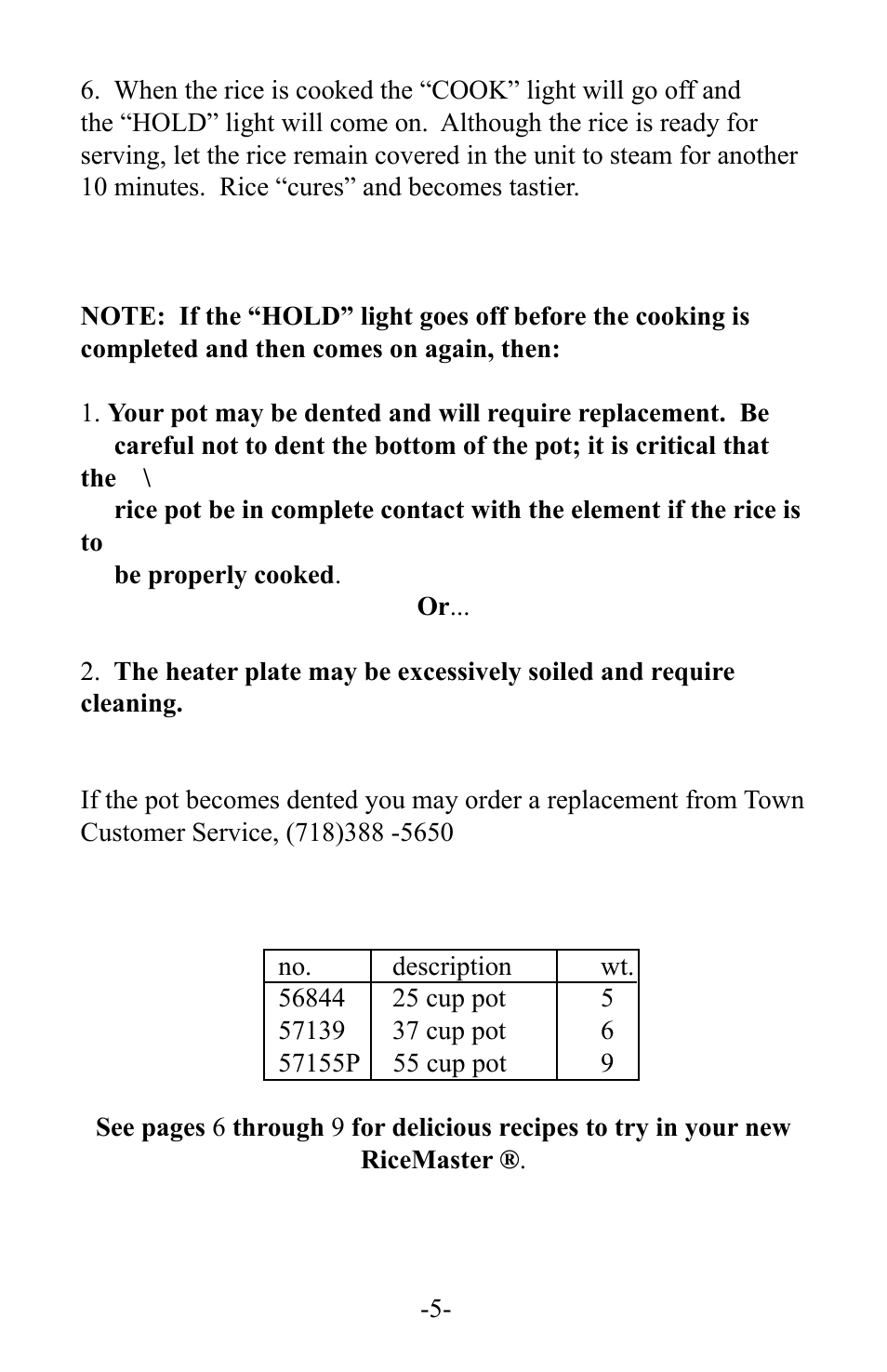 Town RiceMaster Electric Ricecookers User Manual | Page 5 / 12