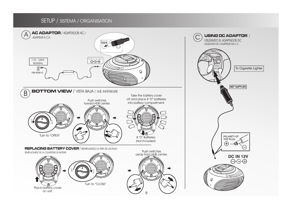 Setup, Sistema / organisation | Alienware A9090 User Manual | Page 8 / 16