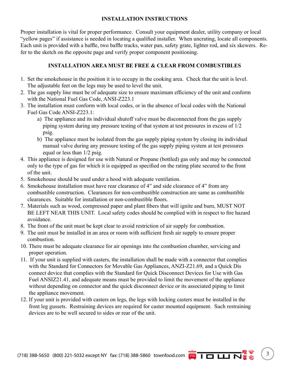 Town MasterRange Smokehouses User Manual | Page 3 / 12