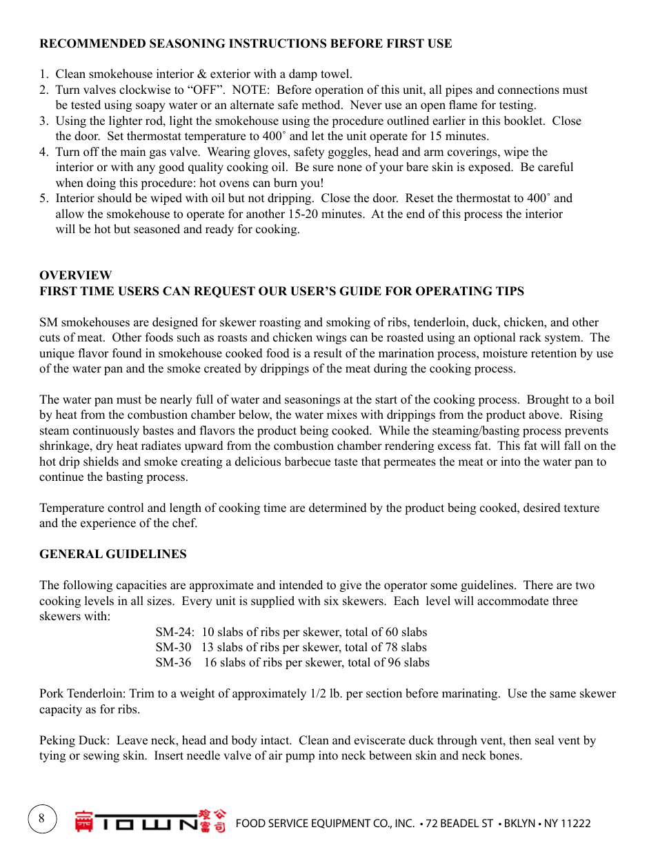 Town MasterRange Smokehouses User Manual | Page 8 / 12