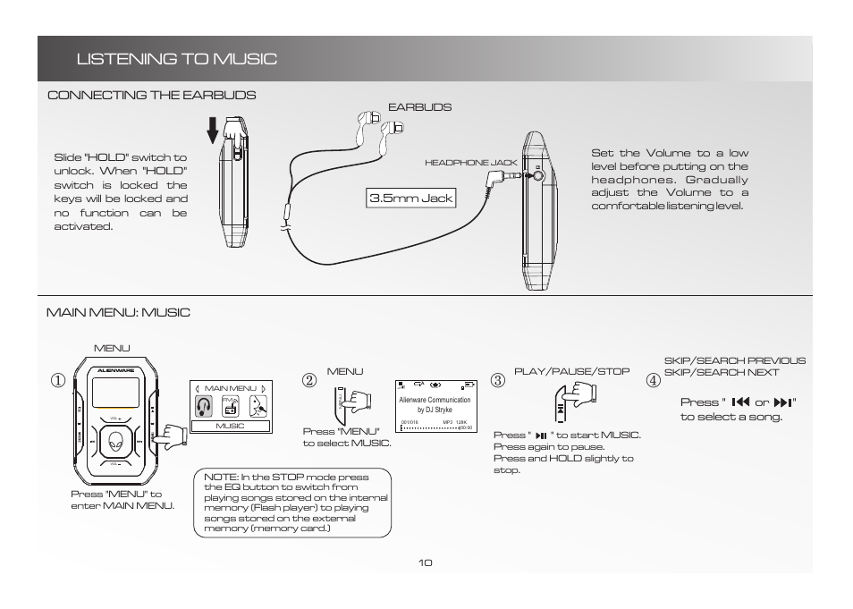 Listening to music | Alienware D9090 User Manual | Page 10 / 21