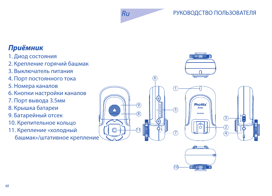 Приёмник | Phottix Ares User Manual | Page 48 / 74