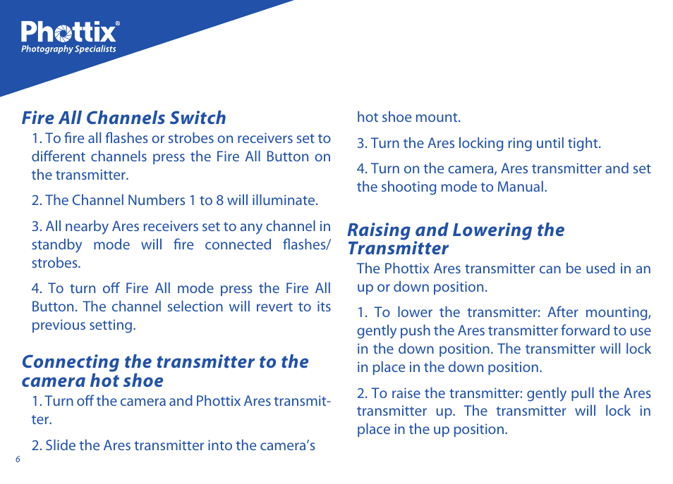 Fire all channels switch | Phottix Ares User Manual | Page 6 / 74