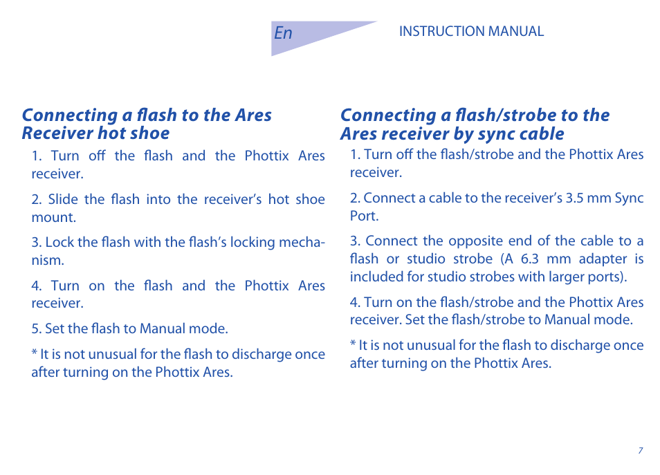 Connecting a flash to the ares receiver hot shoe | Phottix Ares User Manual | Page 7 / 74