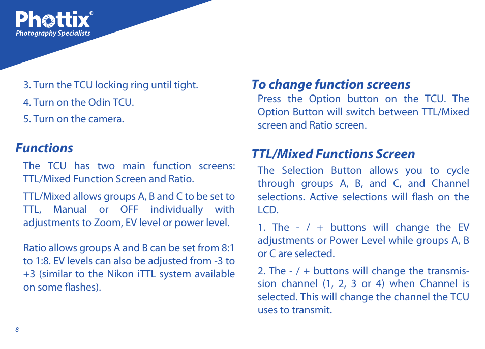 Phottix Odin for Nikon User Manual | Page 8 / 120