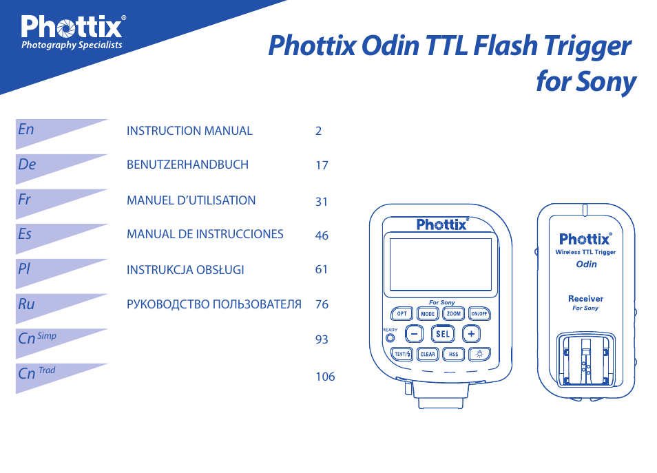 Phottix Odin for Sony User Manual | 118 pages