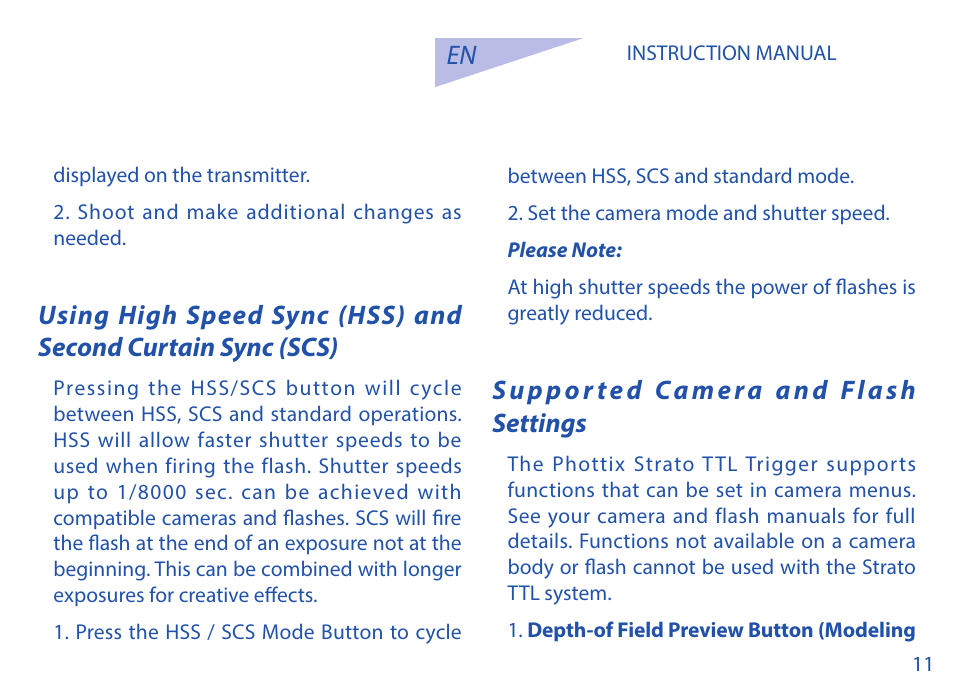 Supp or te d ca mera a nd flash settings | Phottix Strato TTL for Canon User Manual | Page 11 / 167