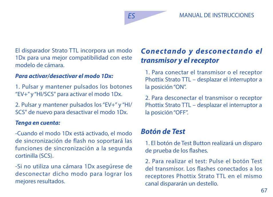Botón de test | Phottix Strato TTL for Canon User Manual | Page 67 / 167