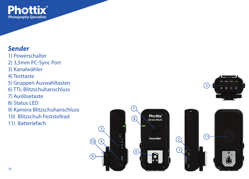 Sender | Phottix Strato II Multi User Manual | Page 10 / 70