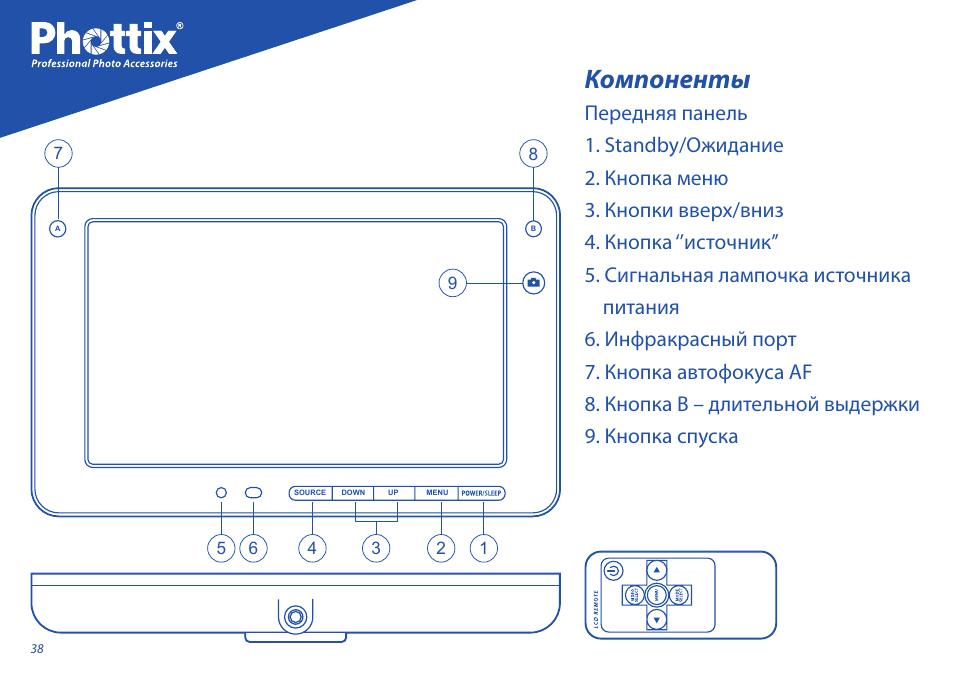 Компоненты | Phottix Hector 9HD User Manual | Page 38 / 58
