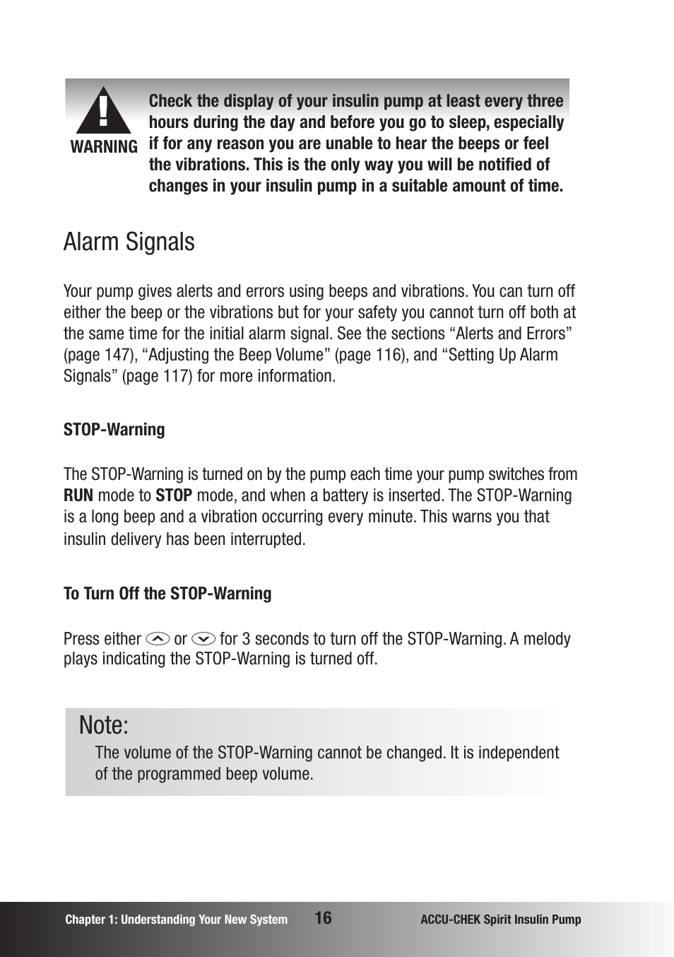 Alarm signals | Accu-Chek insulin pump User Manual | Page 17 / 200