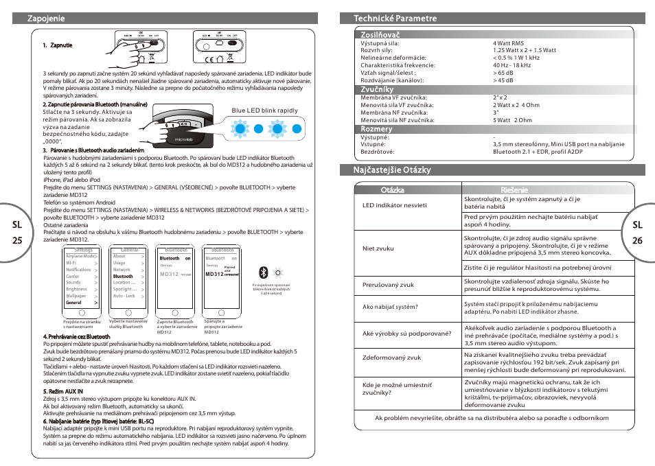 Sl 25-26, Sl 25 sl 26 | Microlab MD 312 User Manual | Page 14 / 17