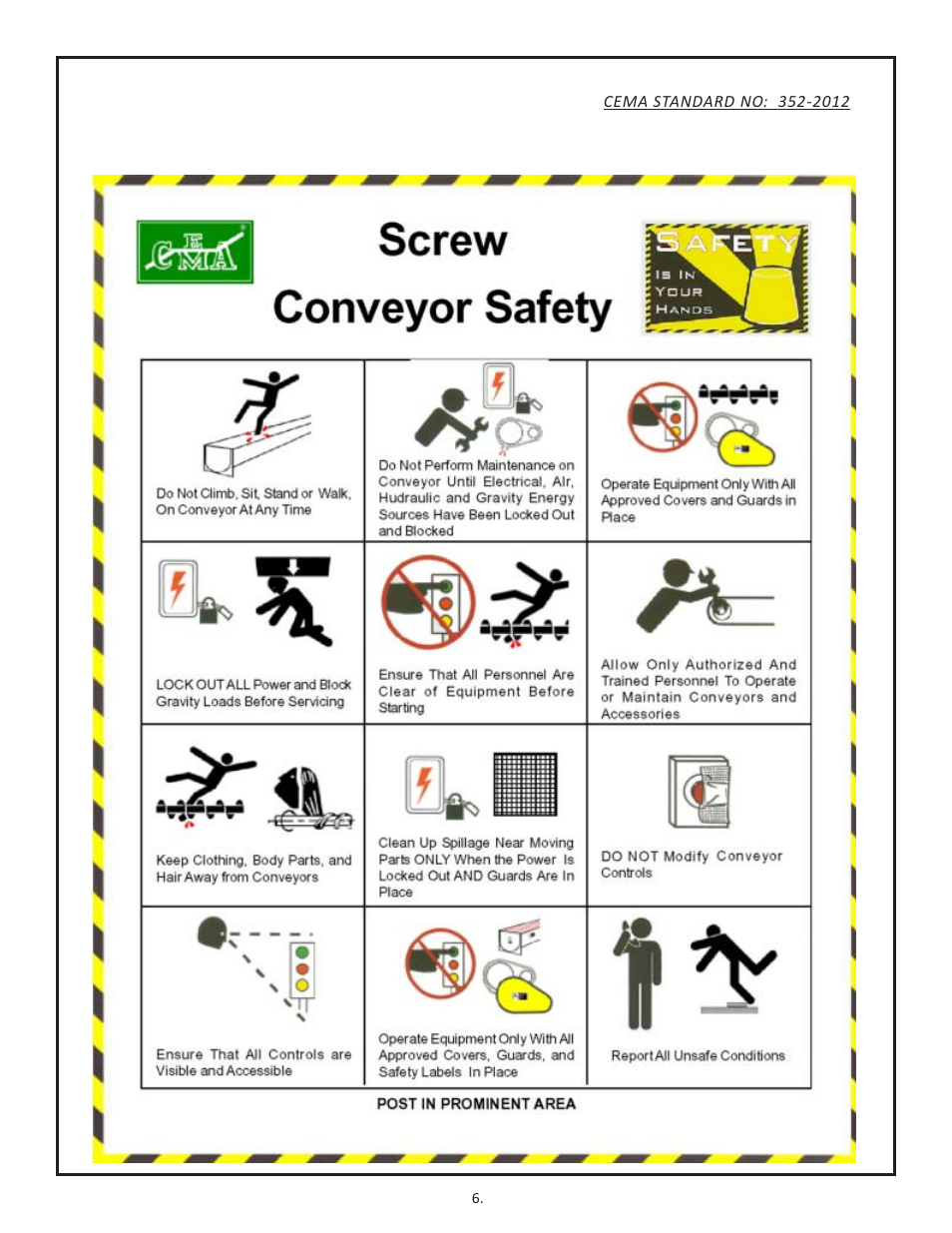 Screw conveyor safety poster | Martin Sprocket & Gear Screw Conveyor Safety User Manual | Page 10 / 20