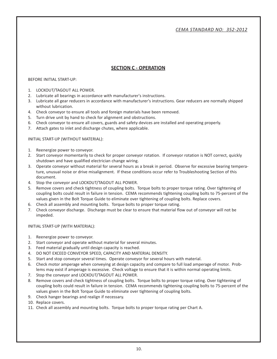Section c - operation | Martin Sprocket & Gear Screw Conveyor Safety User Manual | Page 14 / 20