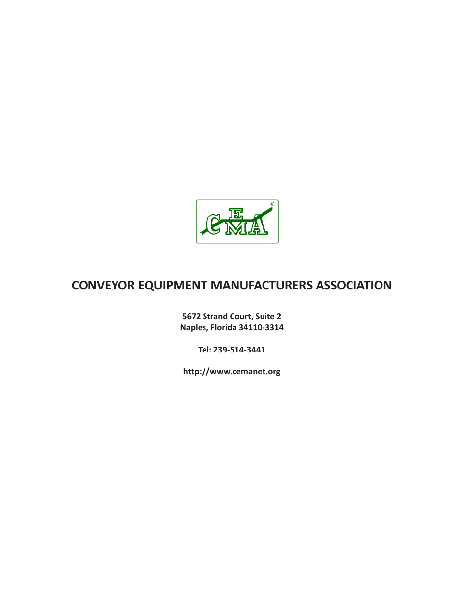 Back cover, Conveyor equipment manufacturers association | Martin Sprocket & Gear Screw Conveyor Safety User Manual | Page 20 / 20