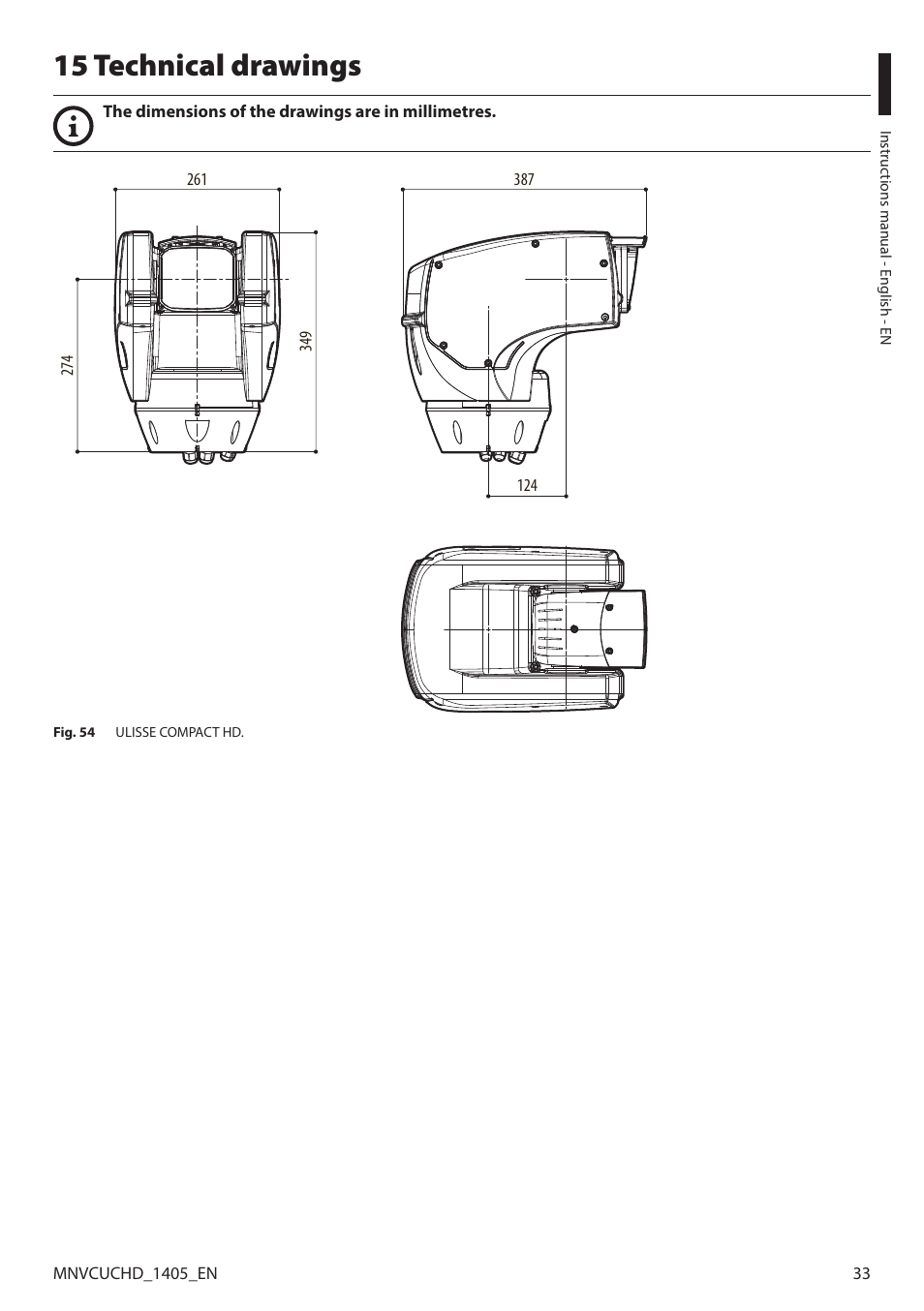 15 technical drawings | Videotec ULISSE COMPACT HD User Manual | Page 33 / 36