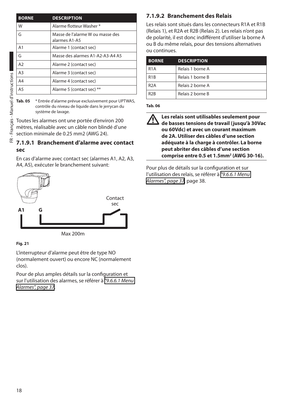 1 branchement d’alarme avec contact sec, 2 branchement des relais | Videotec ULISSE COMPACT THERMAL User Manual | Page 152 / 268