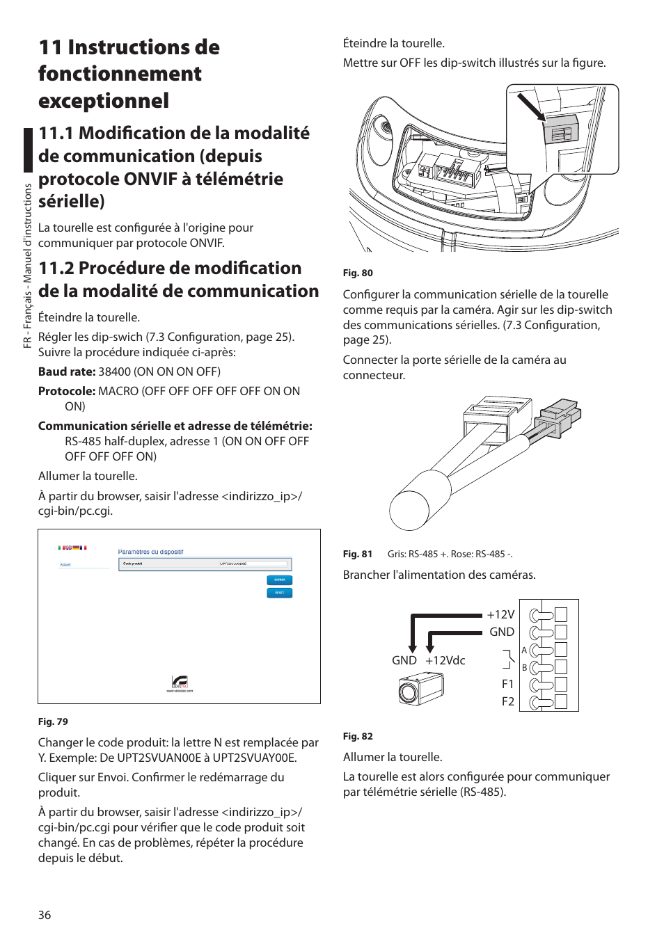 11 instructions de fonctionnement exceptionnel | Videotec ULISSE MAXI NETCAM User Manual | Page 126 / 180