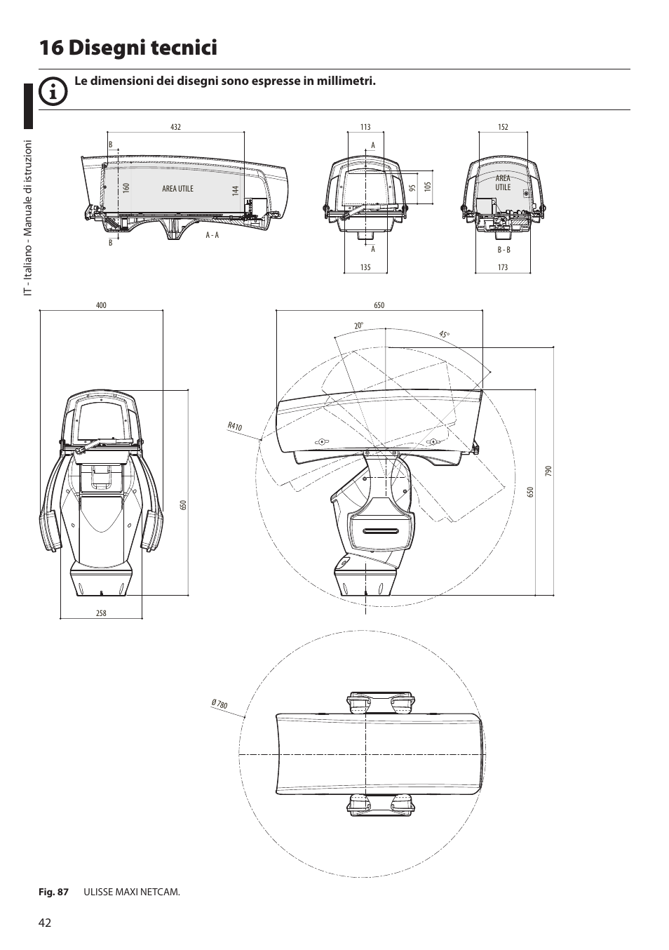 16 disegni tecnici | Videotec ULISSE MAXI NETCAM User Manual | Page 88 / 180